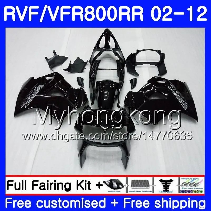 Körper glänzend schwarz für HONDA Interceptor VFR800RR 02 03 04 05 06 07 258HM.10 VFR 800R 800RR VFR800 RR 2002 2003 2004 2005 2006 2007 Verkleidung