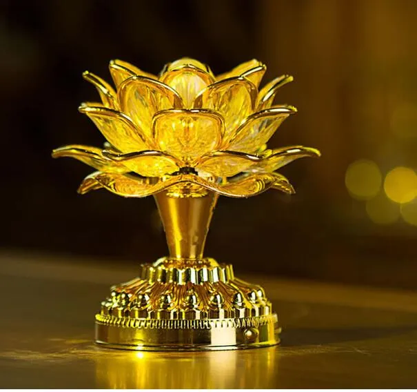 Guldbordslampan arbete Buddha Musikhögtalare Lätt blomma Fancy Colorful Changing Led Lotus Flower Romantic Wedding Decoration Party Lamp