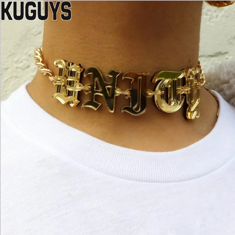 Acryl Spiegel Goud Letter Chokers Kettingen voor Vrouwen Trendy Sieraden Link Chain HipHop Ketting Meisje Cool Accessories213M