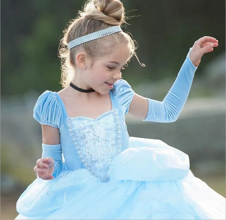 Cinderela Vestidos Da Menina Dos Miúdos Roupas Em Camadas Puff Manga Puffy  Malha Flower Girl Vestidos De Casamento Festa De Natal Vestidos De Noite De  $119,15