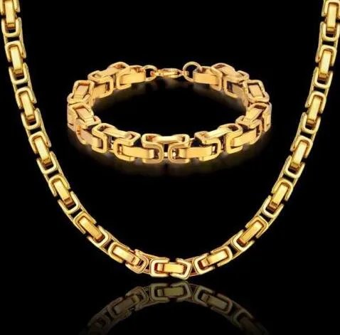 Mannen ketting goud kleur armbanden Byzantijnse mannelijke 18K vergulde roestvrijstalen gekoppelde ketting