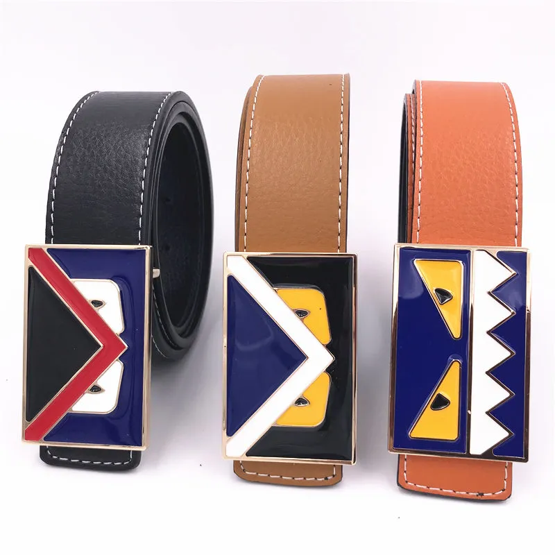 Belts Luxury Leather Belts Brand Design Unisex Waistbands Hip Hop Mens Jeans Waist Straps Monster Eyes Buckle Fashion Womens Dress Belt C1P2