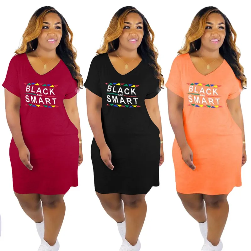 Femmes grande taille robes lettre imprimer mini jupes designer vêtements d'été v cou manches courtes sexy poche robes de mode vente chaude 925