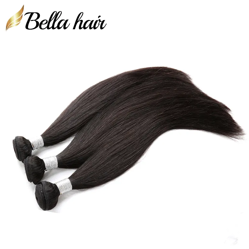 100 cheveux péruviens tisse 3pcs / lot 100 vierges de cheveux humains double trame soyeux extensions de cheveux raides drop shipping bellahair