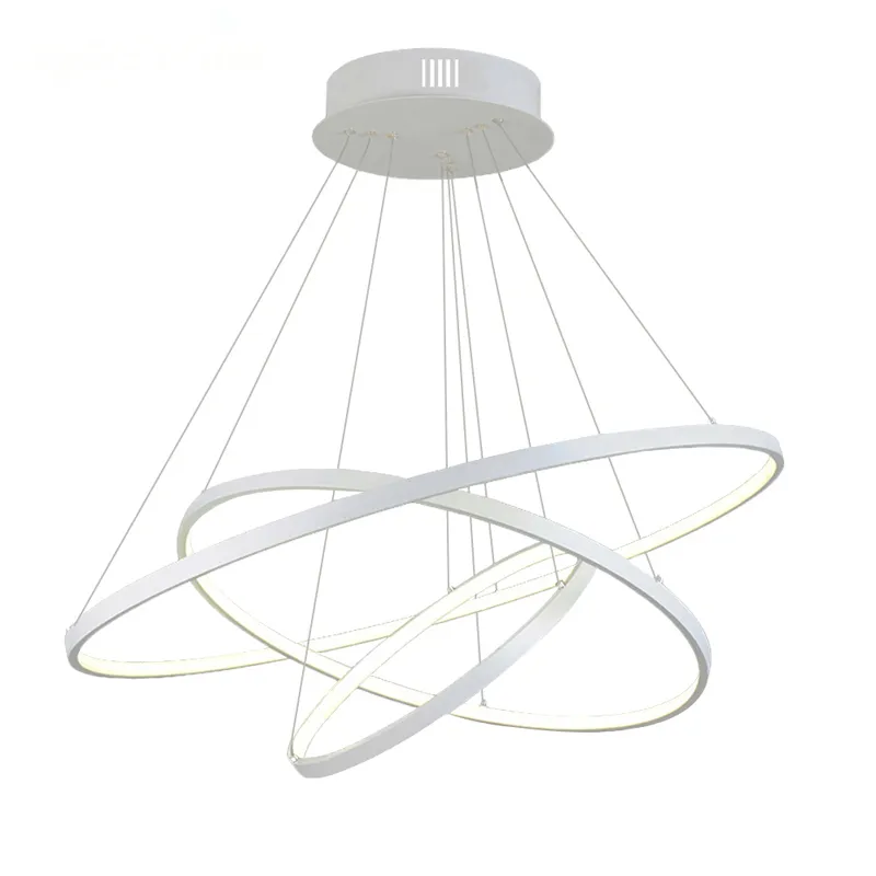 Lustre Led moderne éclairage avec télécommande en aluminium Lustre anneau lampe pour salon chambre Restaurant cuisine luminaires