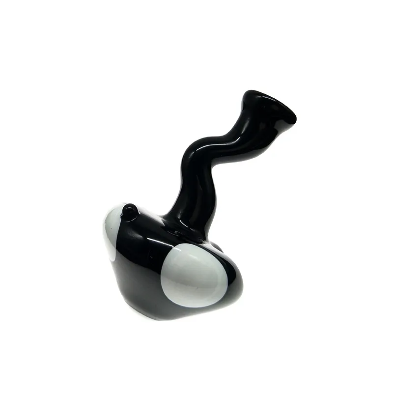 Pipe à main en verre nuage de champignon noir nucléaire unique - 4 pouces pour herbe sèche