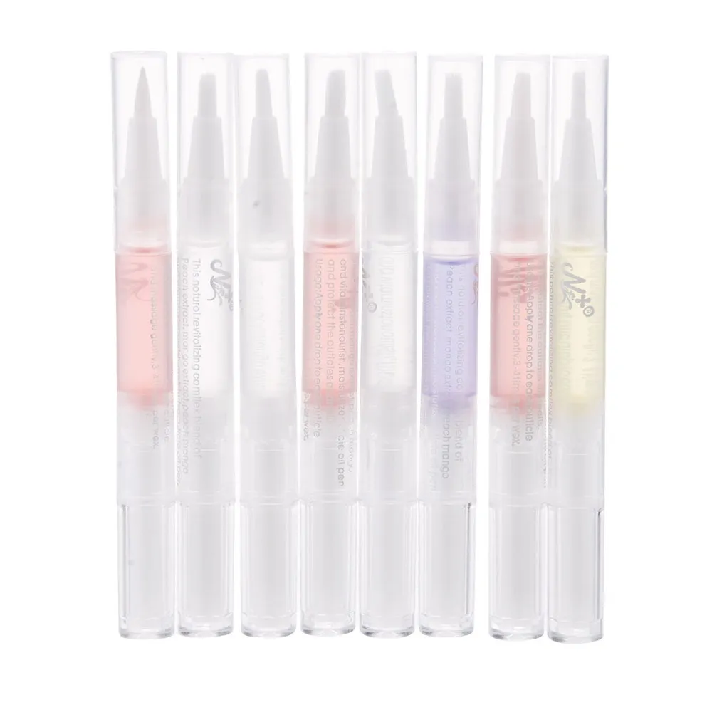 8pcs Nutrition Pen Traitement Art Traitement Cuticule Revitalizer Huile Empêcher le vernis à ongles Agnon Nourrisser la peau différentes saveurs