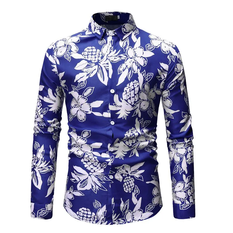 Camicia Da Uomo 2019 Camicia Hawaiana Di Nuova Marca Stampa 3D Moda Allentata Da Uomo Casual Manica Lunga Camisa Masculina Fiore Da 18 24 DHgate