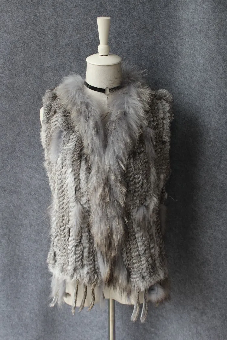 genuine real rabbit fur vest with raccoon fur collar (21)