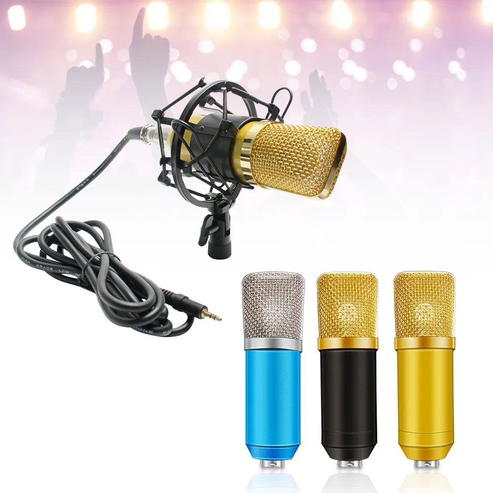 BM 800 Upgrade BM 700 Condenser Microphone 3.5mm With Shock Mount Gold Microphone For Recording Singing Conference Computer Mic
