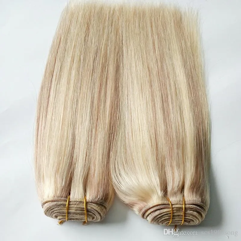 Malaysisches reines Haar, glatt, Klavierfarbe 27 613, blondes reines Haar, Webart, Bündel, 100 g, 1 Stück, Echthaarverlängerungen, Doppelschuss