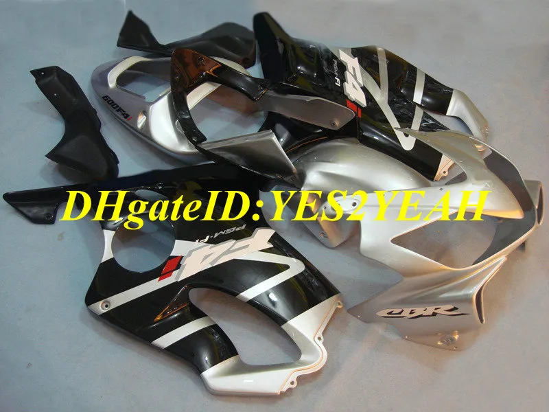 Injektionsgjutningssats för Honda CBR600F4I 01 02 03 CBR600 F4I 2001 2002 2003 ABS Topp Silver Black Fairings Set + Presenter Hy38