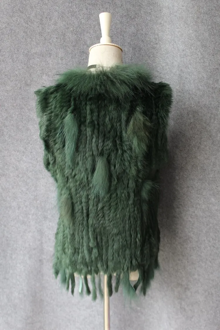 genuine real rabbit fur vest with raccoon fur collar (36)