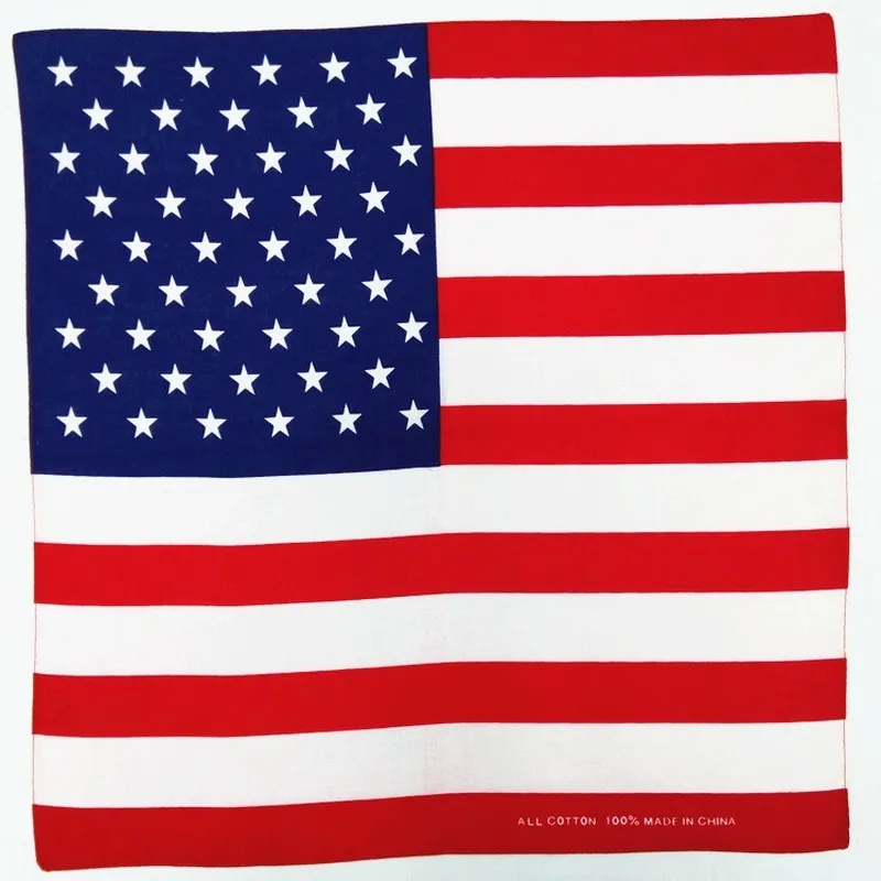 55cmx55cm reines Baumwoll im Freien im Freien multifunktionales Kopftuch Taschentuch Square Schal Amerikanische Flagge