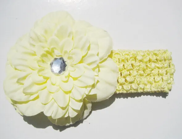 Faixa de Cabelo menina Peony com Crystal clipes macio Flor do bebê Crochet Headband Headwrap Headwear Acessórios GZ7425