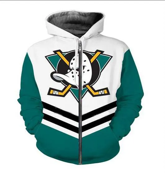 New Fashion Unisex Felpa con cappuccio Uomo Donna MIGHTY DUCKS Felpe Harajuku Oversize ZIPPER Giacca Abbigliamento