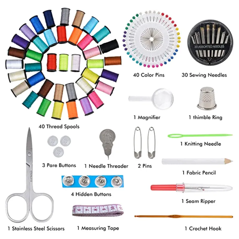 Mini Sewing Kits DIY Multi-function Portable Buttons Pins Storage Boxes Set  Scissor Needles Thimble Threads Sewing Accessories