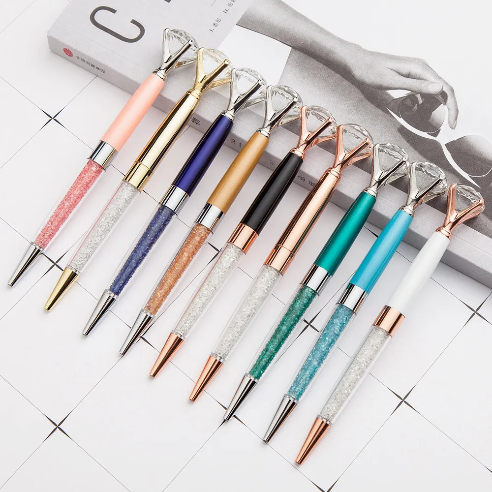 Pallpoint Pen Big Diamond Spot Wholesale Multicolor Rotating MetalMetal Signature Pen Pen Pen Gift Logo 15.3x1.1cm