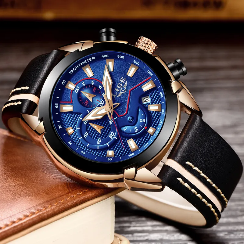 2018 New Lige Design Fashion Brand Watches Mens Leather Sport Date