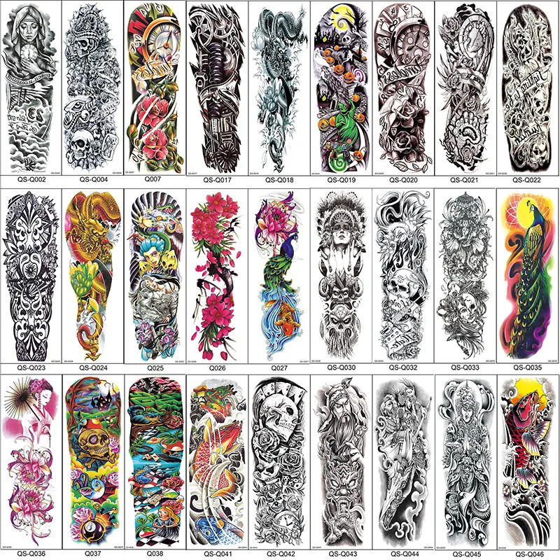 Full Arm Temporary Tattoo Sleeves Peacock peony dragon skull Designs Waterproof Cool Men Women Tattoos Stickers Body Art paints D19011202