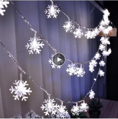 Luci a LED con fiocchi di neve Ghirlande di fata della neve Decorazione per albero di Natale Camera di Capodanno San Valentino Alimentazione con spina a batteria