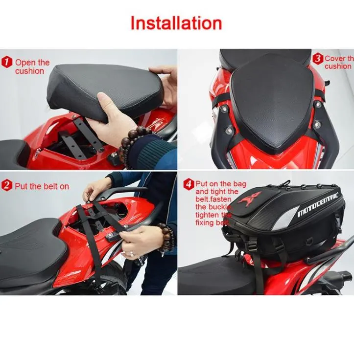 Novo saco de cauda da motocicleta à prova dwaterproof água multi-funcional durável saco de assento traseiro da motocicleta de alta capacidade mochila 333a