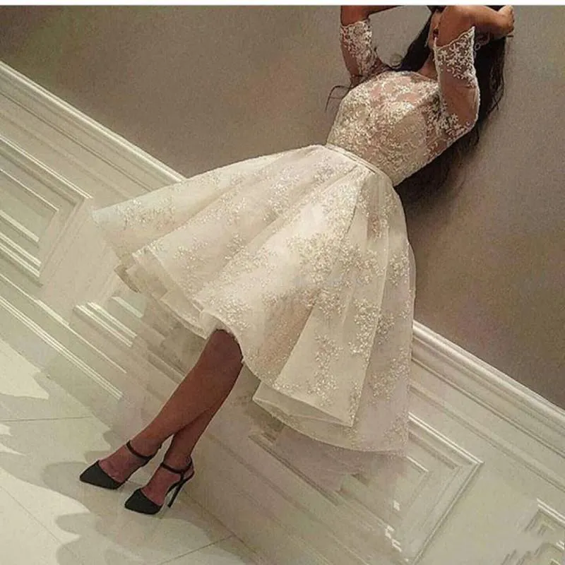 Novos vestidos de coquetel na altura do joelho jóia meia manga curta vestido de baile vestido de renda árabe baile de formatura vestidos de noite baratos feitos sob encomenda