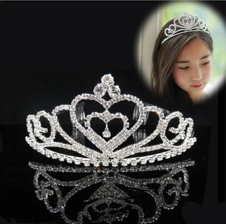 Ornamenti per capelli da sposa copricapo ragazze principessa bambini copricapo per bambini ornamenti per capelli pettine per capelli con corona di diamanti in cristallo all'ingrosso