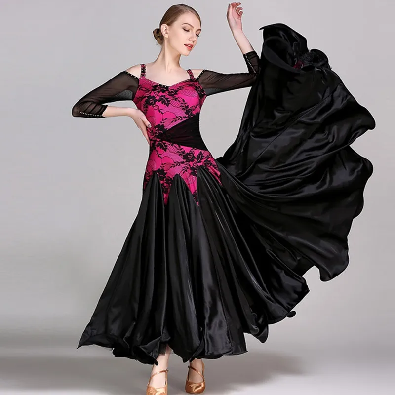 abiti standard neri per ballo da sala valzer abito da ballo moderno abiti da competizione per ballo da sala abito Foxtrot