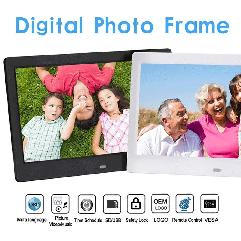 10 inch Screen LED Backlight HD 1024*600 Video Loop Digital Photo Frame Electronic Album Picture Music Movie Full Function Good Gift