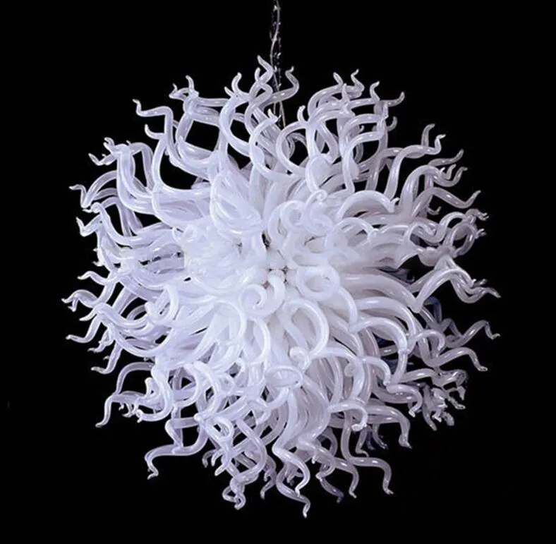 Lamps Murano Blown Chandeliers LED Light Source Round 100% Handmade White Glass Chandelier for Sale