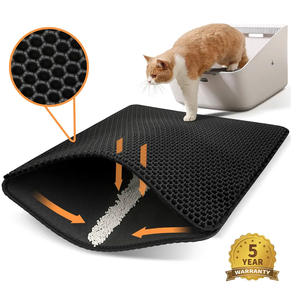 Cat Litter Trapping Mat Double Layer Cat Litter Mat Trapper EVA Waterproof Pad 3D Honeycomb Kitty Pet Rabbit Litter Catcher Mat