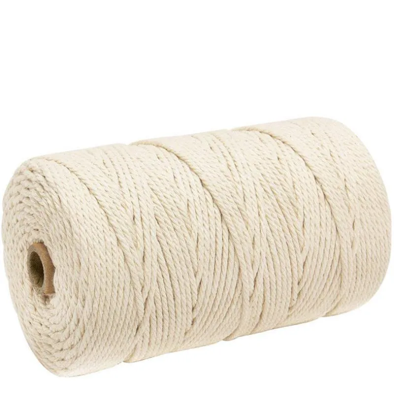 1 Rulla Macrame Cotton Cord Diameter 3 mm Bomull Rope for Wall Hanging Craft Art DIY Handgjord Dream Catcher Home Decor 0712 #