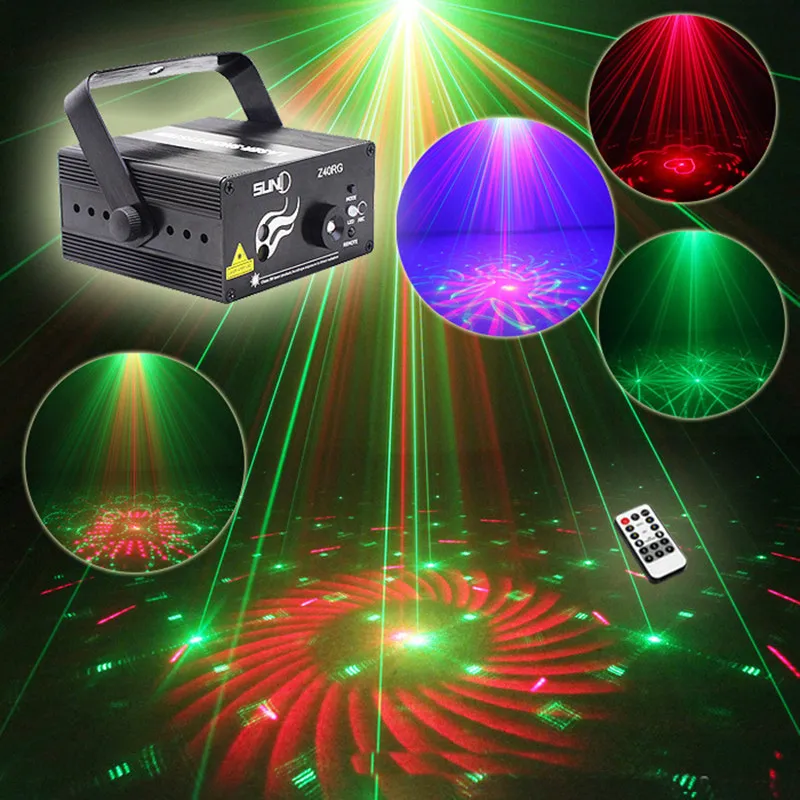 Mini RGB Laser Projektor Disco Light 40 Muster Lumiere LED Bühneneffekt  Moving Head DJ Disco Lampe Home Music Sound Party Light 110V-240V