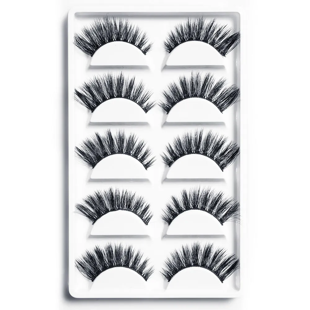 5 Pairs Mink False Eyelashes Messy Natural Soft Lashes Makeup Handmade Thick Lashes