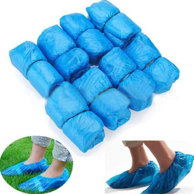 100pcs / parti Engångsresor Sko Skötsel Kit Drop Shiping Skoöverdrag Plast Regn Vattentät Overshoes Boot Cover