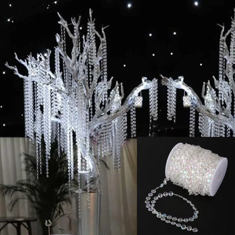 99ft 30m akryl diamant pärla gardin diy garland bröllopsfest dekoration kristall bröllop tillbehör hem gardin ornament