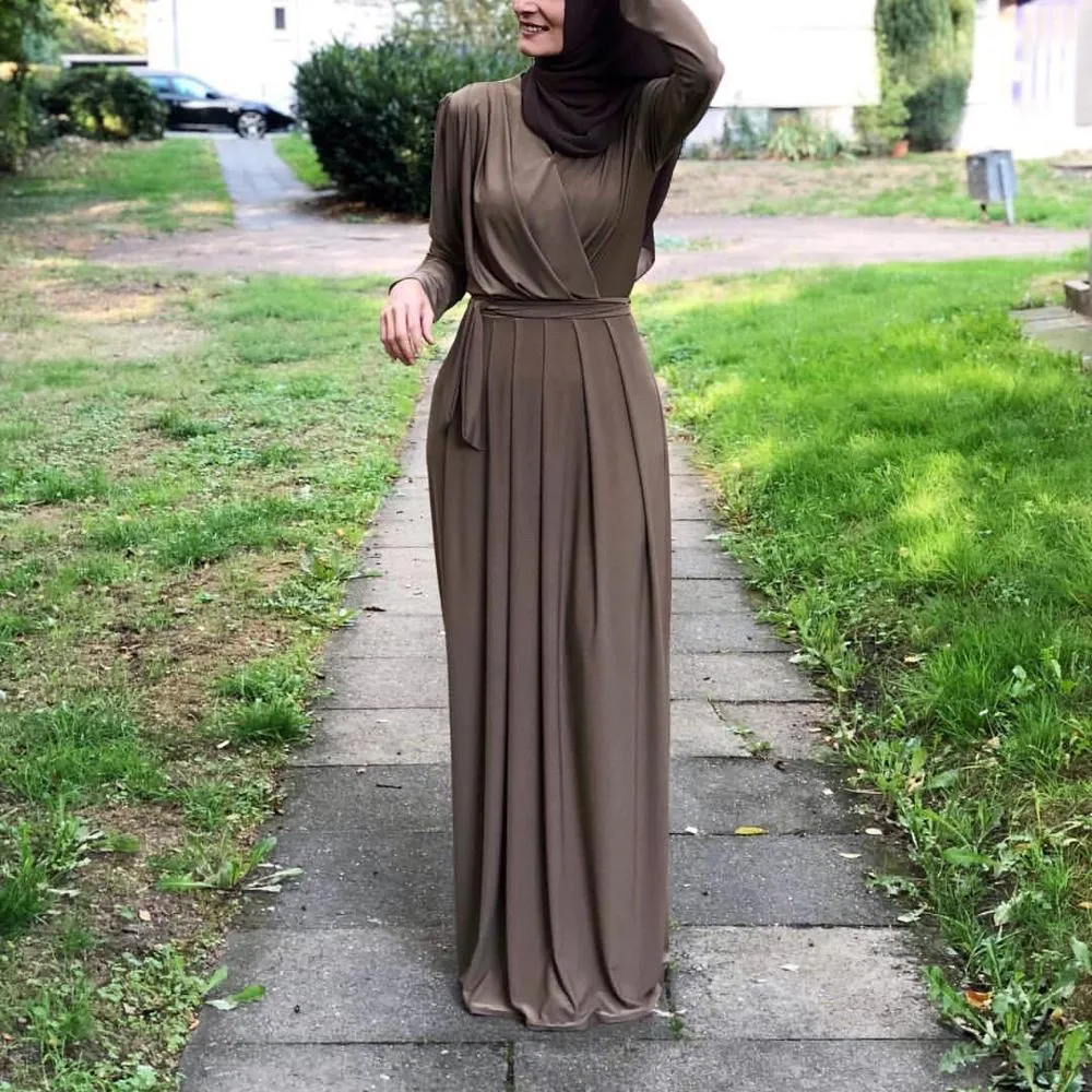 2019 mujeres musulmanas Abaya Turquía Medio Oriente musulmán vestido bata Musical Ramadán Abaya Patchwotk elegante Club fiesta ropa islámica