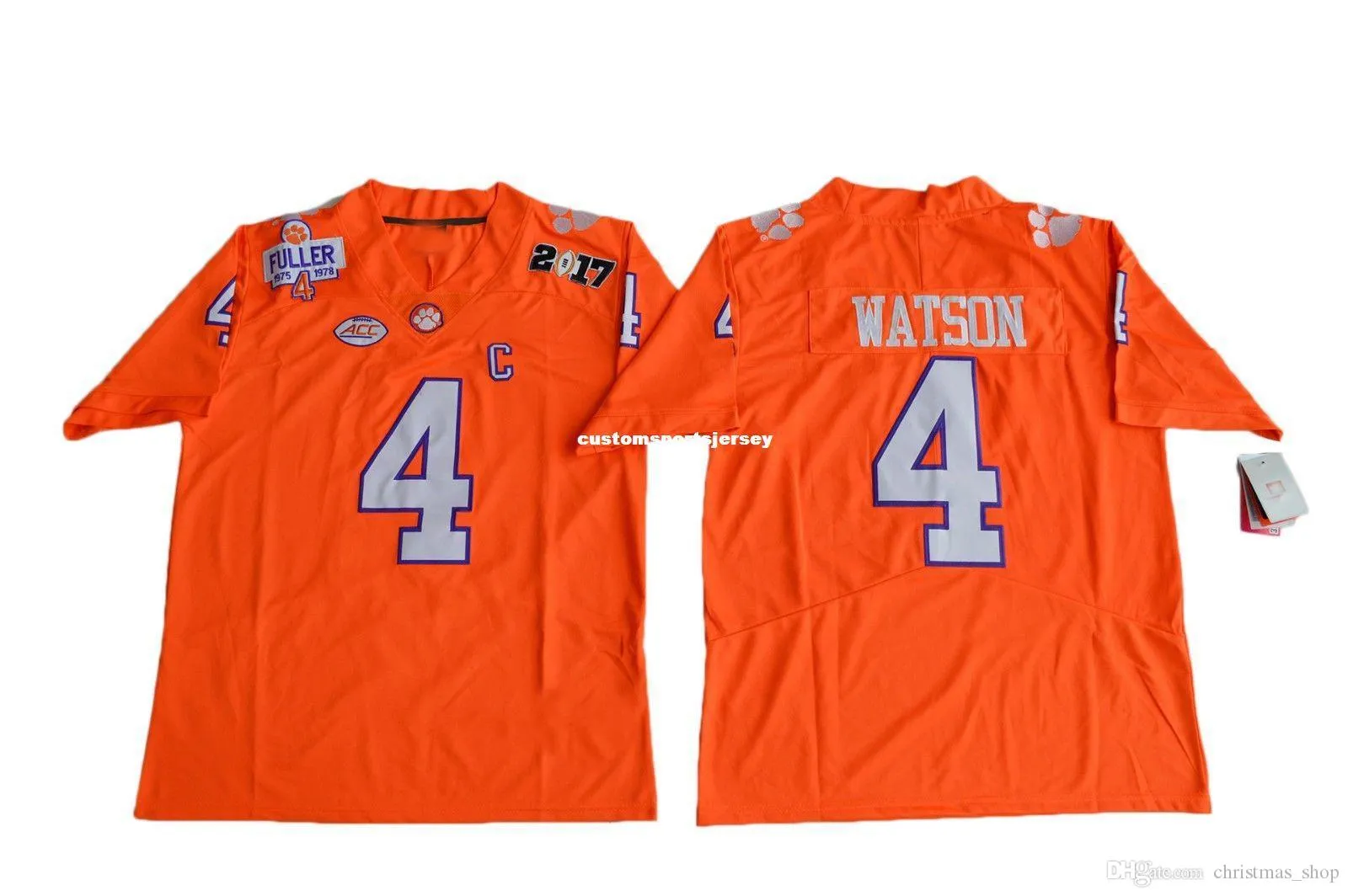 Barato Clemson Tigers DeShaun Watson # 4 Diamond Quest Jersey Naranja Cosido Personaliza cualquier nombre de número HOMBRES MUJERES JÓVENES XS-5XL