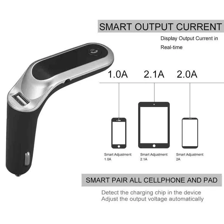 Kit de transmisor FM con Bluetooth inalámbrico S7 para coche, encendedor de cigarrillos, reproductor de música MP3, cargador USB para coche, adaptador de Radio de carga rápida