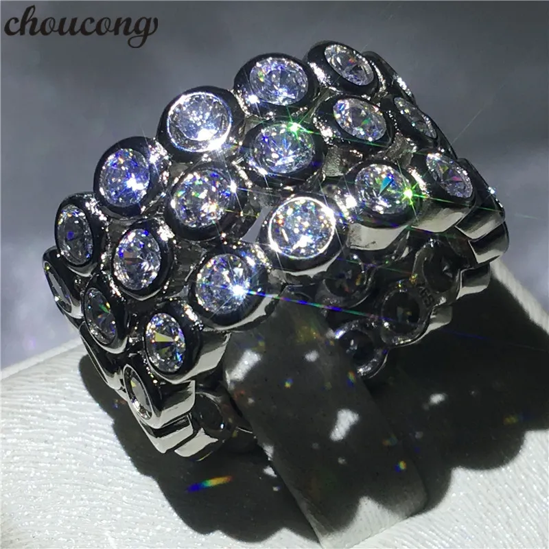choucong 3-в-1 палец кольцо Алмаз 925 стерлингового серебра обручальное обручальное кольцо кольца для женщин мужчины ювелирные изделия
