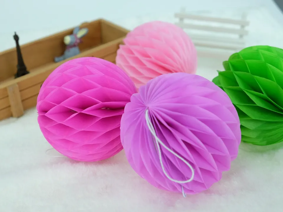 4"6"8"10" Colorful DIY Tissue Paper Honeycomb Ball Tissue Pompoms Wedding/ Birthday Party Decoration Baby Shower Su