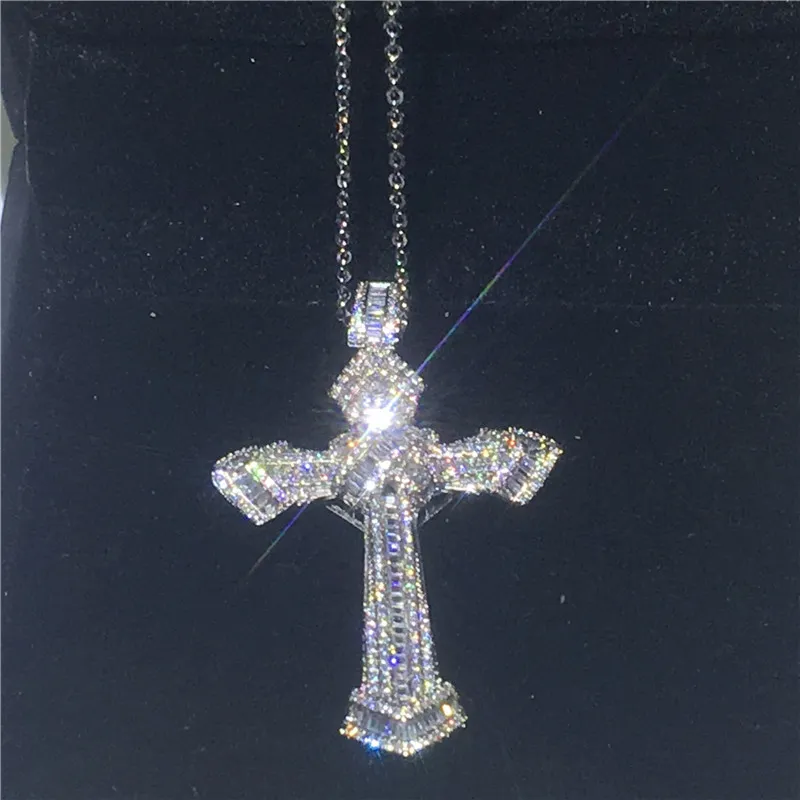 Sterlingsilber Kreuz Anhänger Herren Zirkonia 3D Eisbling Herren-Anhänger Aus 925er Sterlingsilber – Mit Eisbling-Optik & Zirkonia-Steinen | Kreuz-Design 3D Kreuz Kette Silber 925 Herren