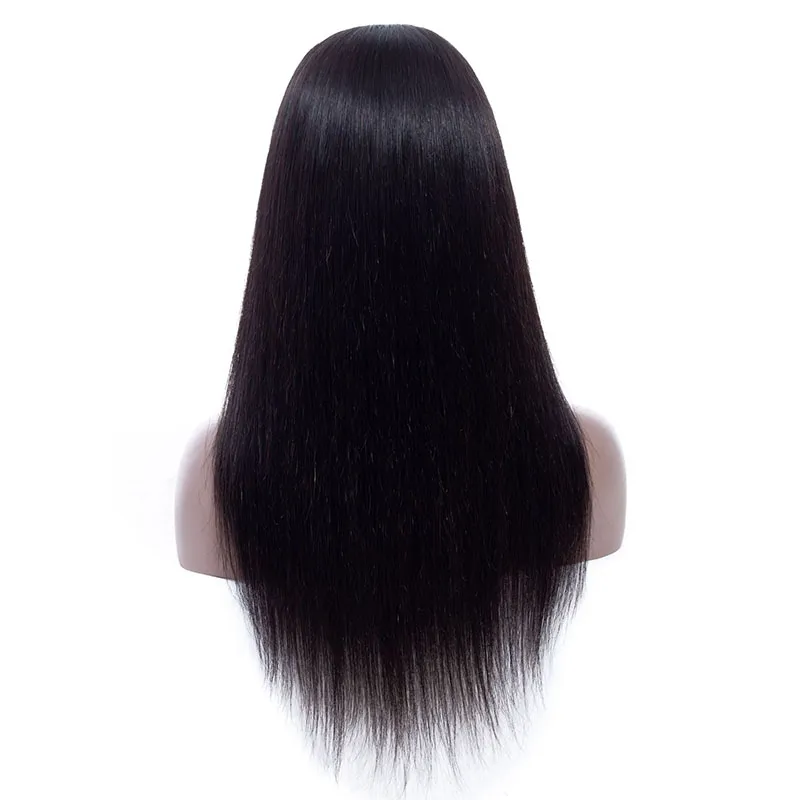 Peruca de cabelo humano com frente de renda pré arrancada com cabelo de bebê brasileira malaia peruana virgem reta 4x4 peruca com fechamento de renda