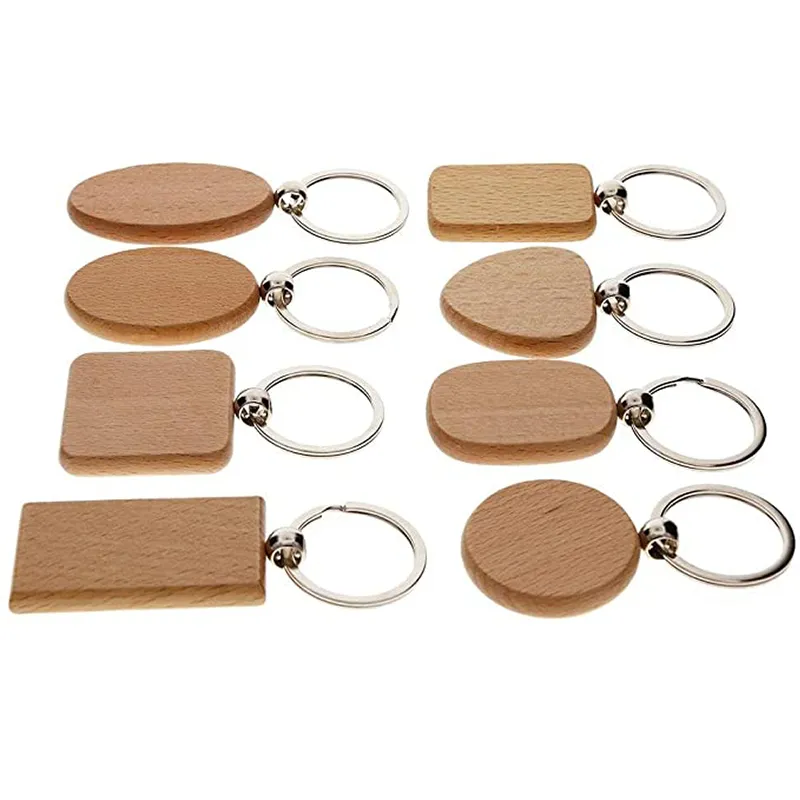 Free DHL DIY Blank Wooden Key Ring Pendant Wood Heart Keyrings Personalized Engraved Name Keychains Holder Christmas Gift Kimter-D274L FA