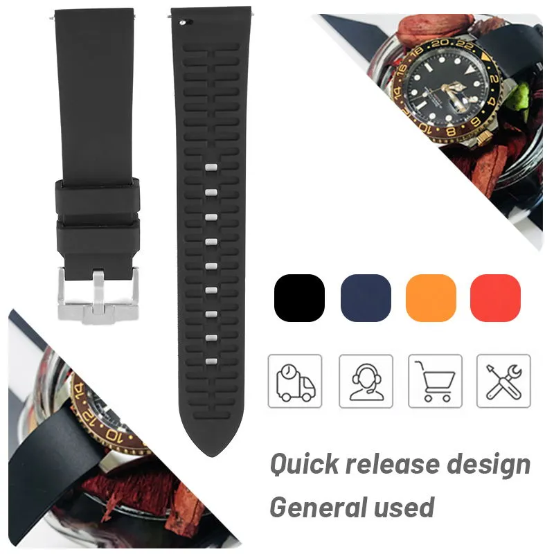 19mm 20mm 21mm 22mm Universal Man Silikonband Gummi Vaktband för Hamilton Submarine Casio Blue Watch Bracelet Band Sports Quick Release