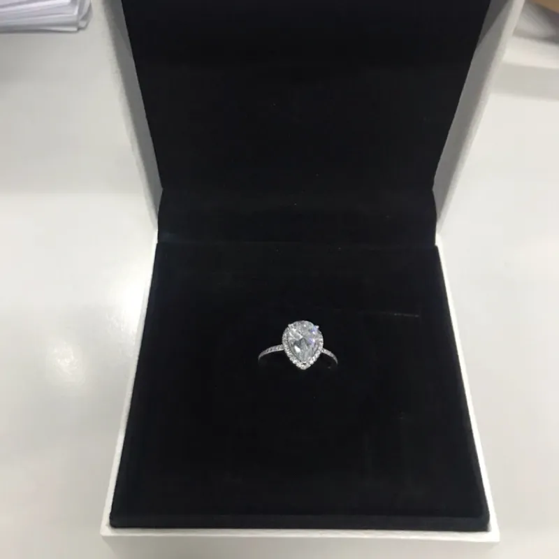 NEUES 925 Sterling Silber CZ Diamant Tropfen Ehering Set Original Box für Pandora Wassertropfen Ringe für Frauen Mädchen Geschenk Schmuck