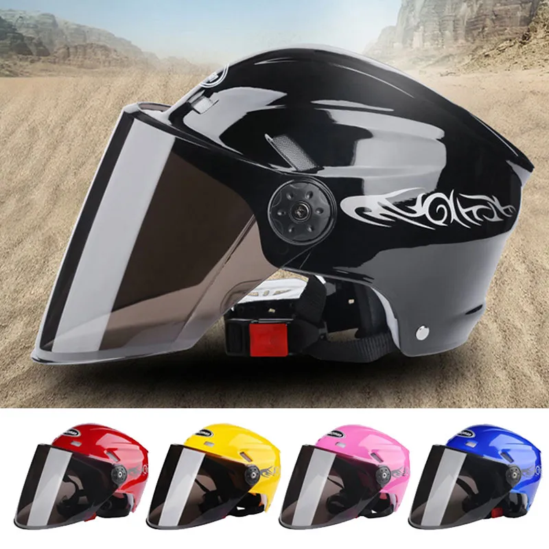 Capacete de Motocicleta Aberto Face Visor Sunscreen Capacetes Preto Corrida Off Road Eletrombile Motorbike Bike Ciclismo Capacetes Homens e mulheres