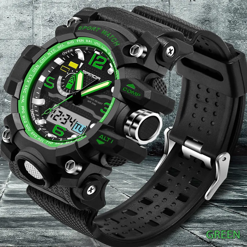 New Men Sport Watch Sanda Top Nova marca Digital Watch S- Hodinky Homens Analógico Quartzo Relogio Masculino