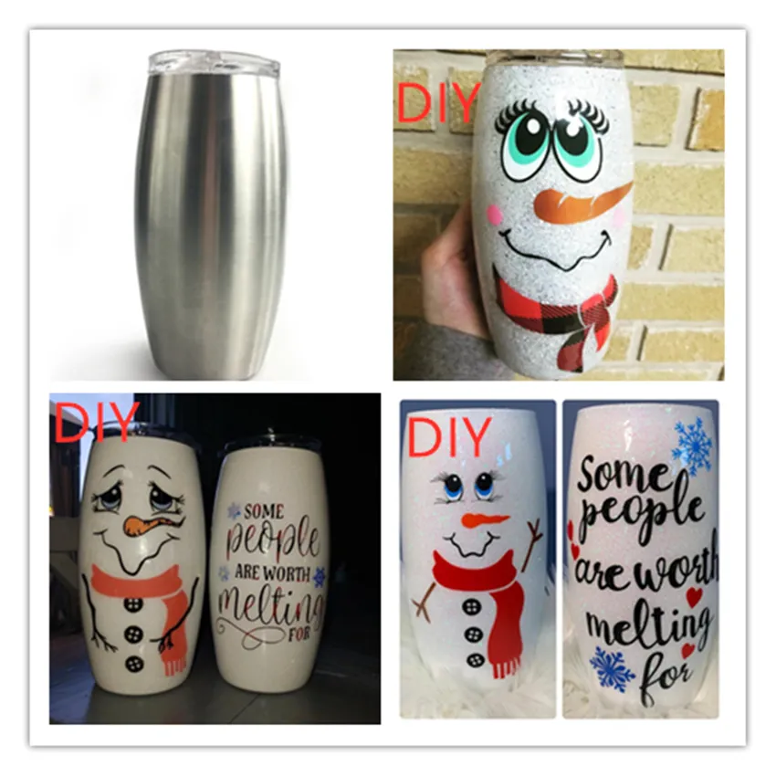 25oz Football Tumbler Snowman Tumbler Stainless Steel stemless Egg Cups with lids vacuum insulated Wine Tumbler Glasses 8